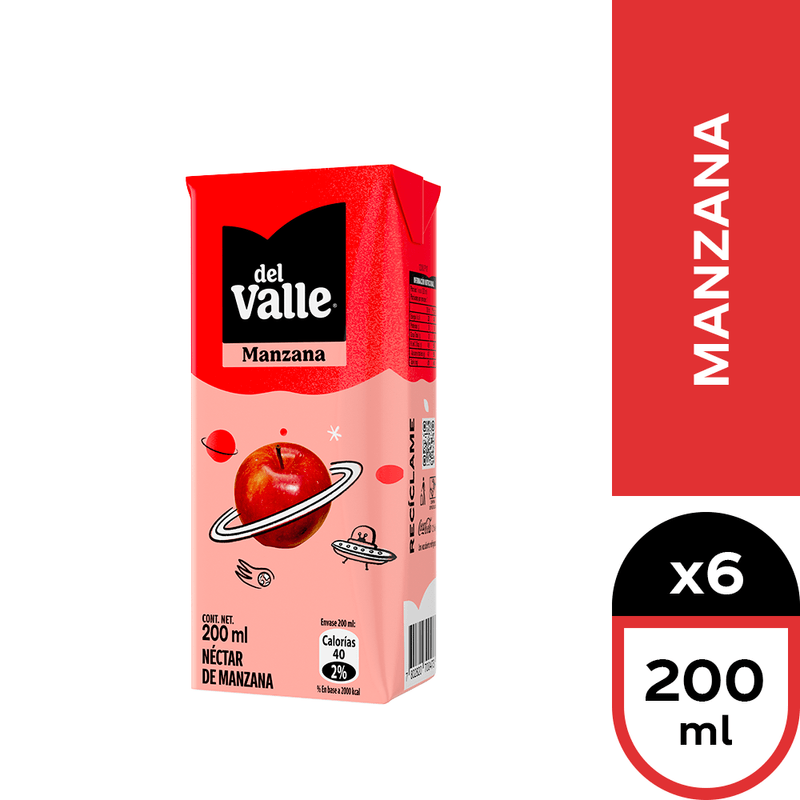 Pack 6 unidades  Nectar Del Valle Manzana