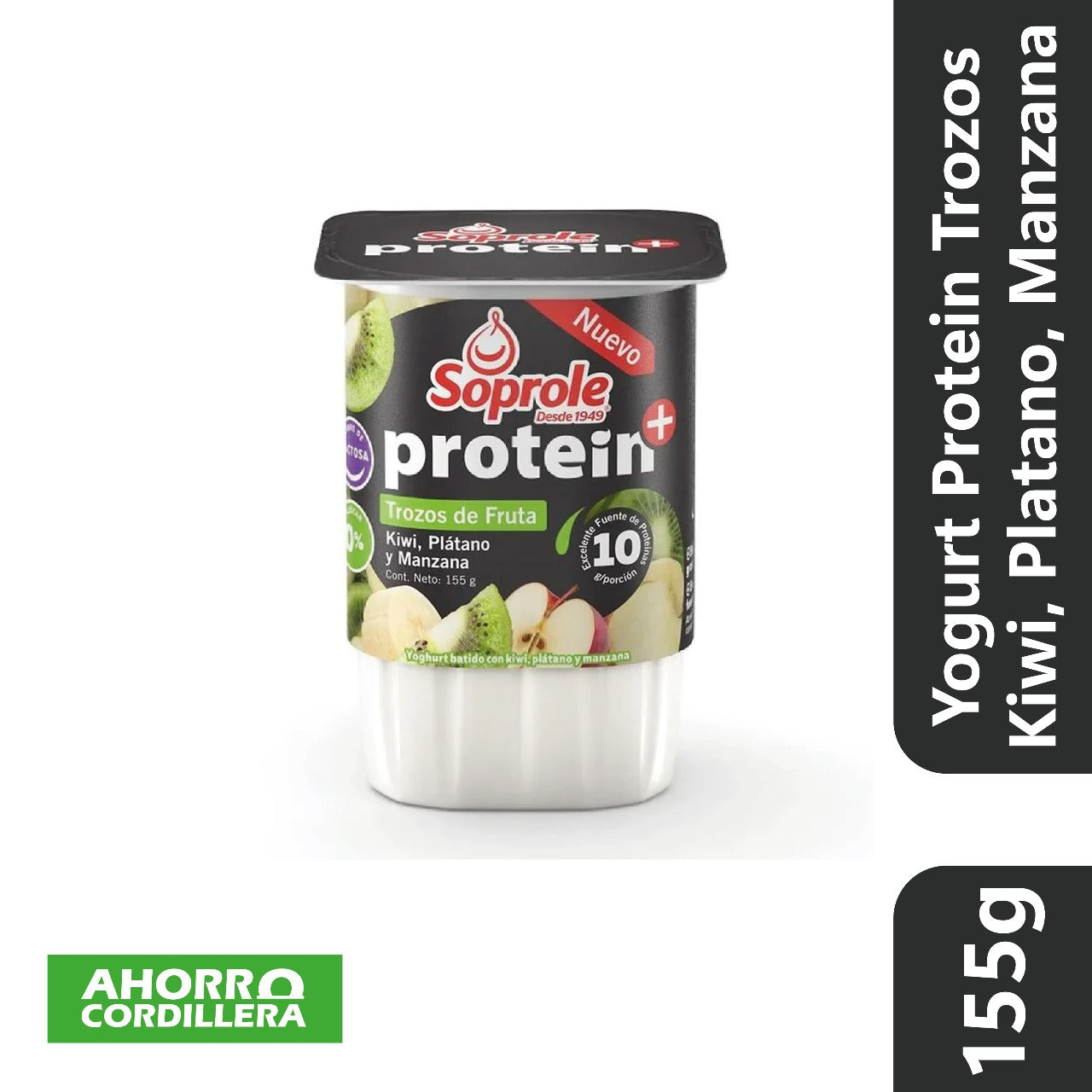 Yogurt Protein Soprole Trozos de fruta Kiwy, Platano y Manzana 155 gr