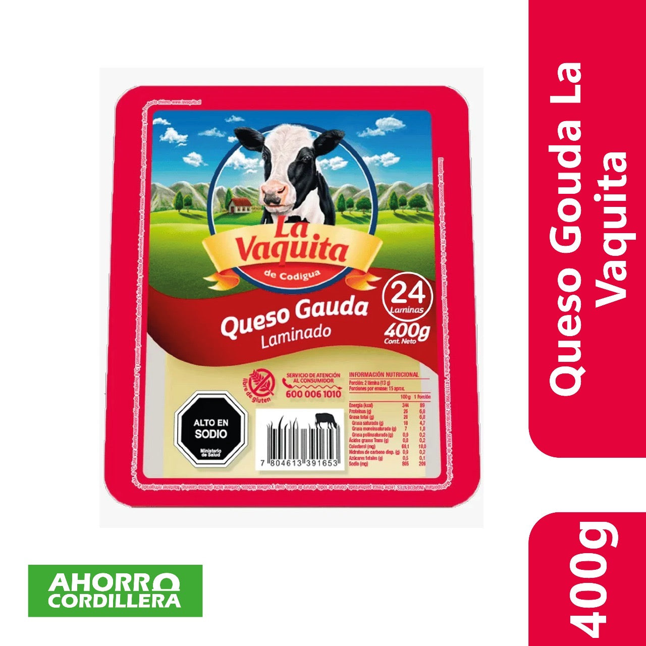 Queso Gouda La Vaquita 400gr (24 laminas)