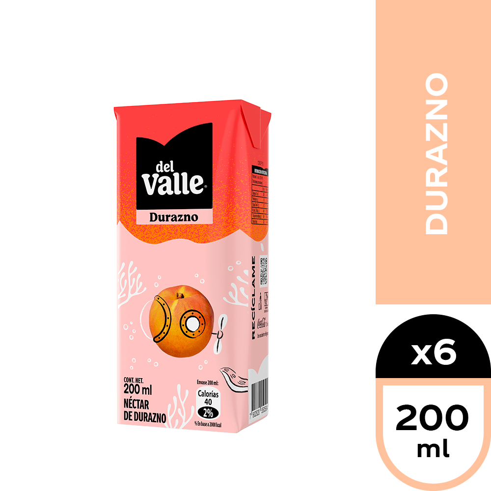 Pack 6 unidades  Nectar Del Valle Durazno