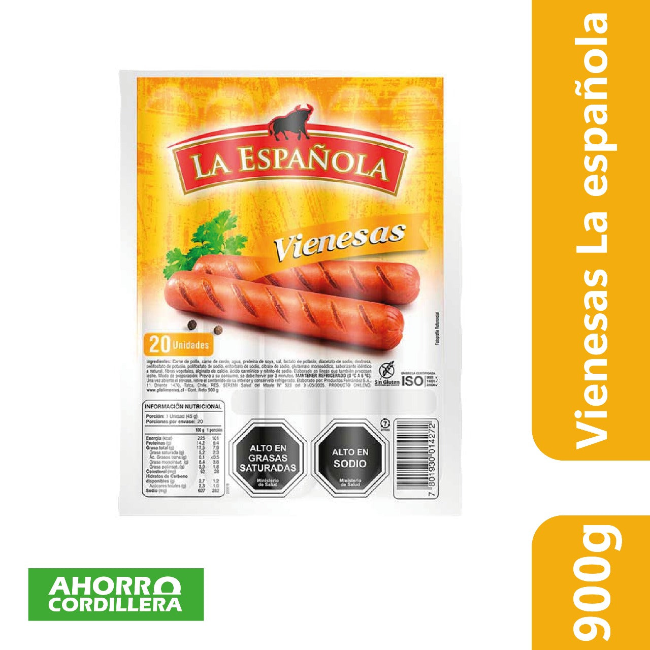 Vienesas La española 900 gr (20 Unidades)