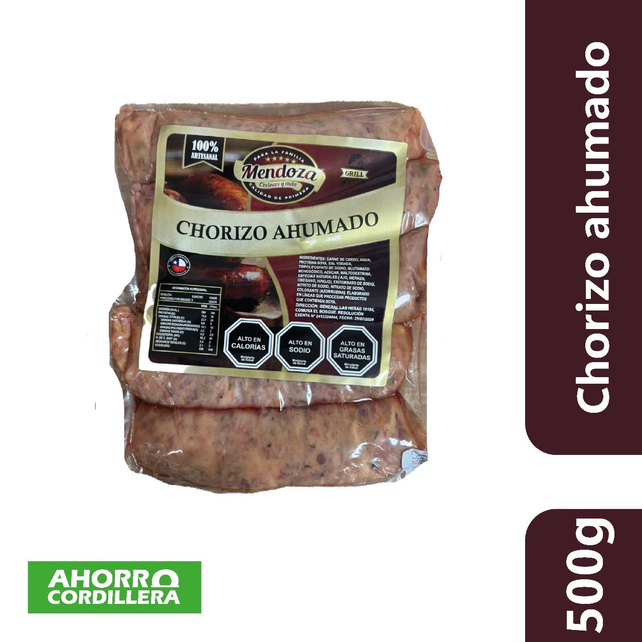 Chorizo Ahumado Artesanal Mendoza 500 gr