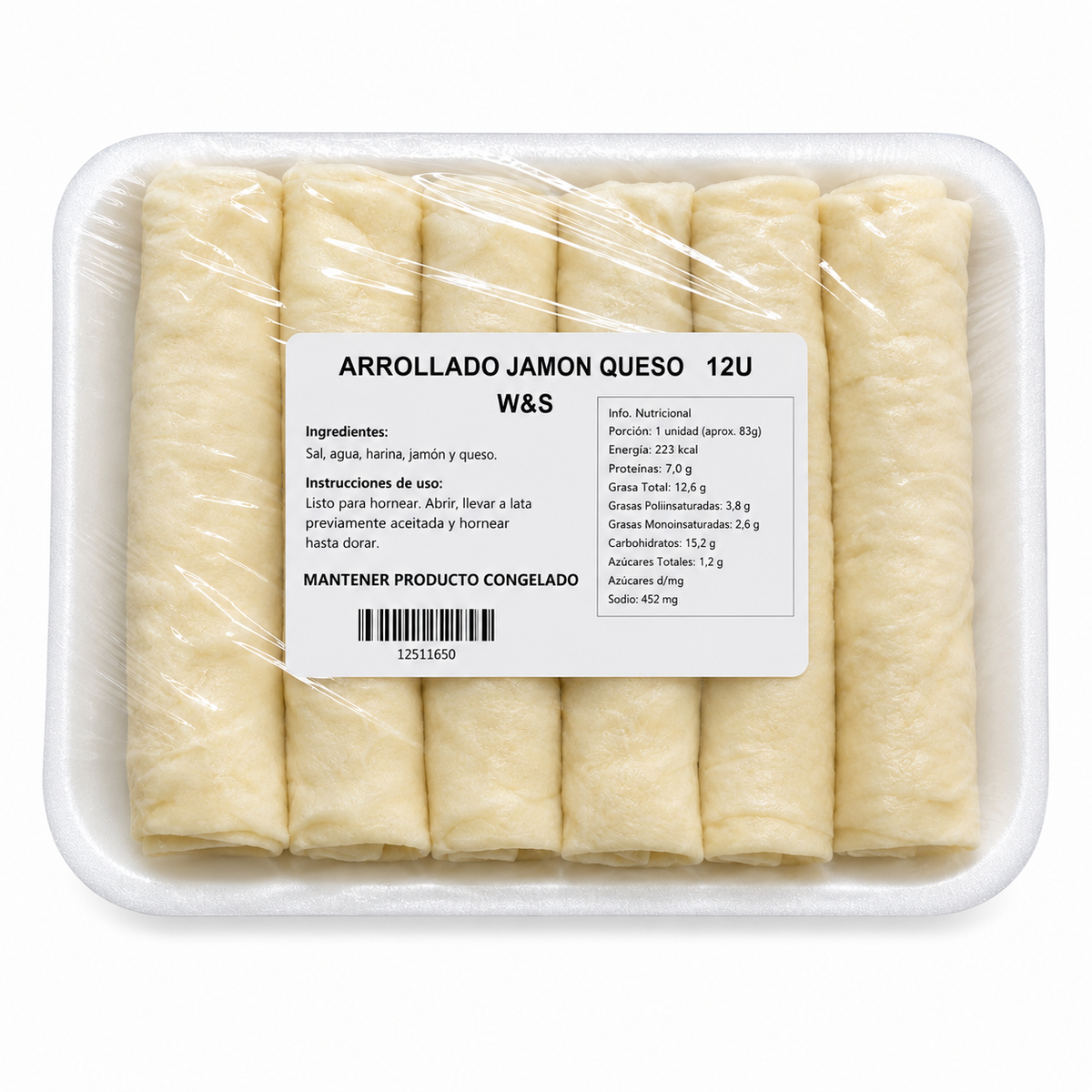 Arrollado Jamon queso W&S 12 Unidades