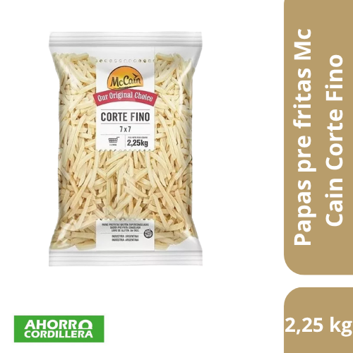Papas pre fritas  Mc Cain  Corte fino 7x7 2,25 Kg