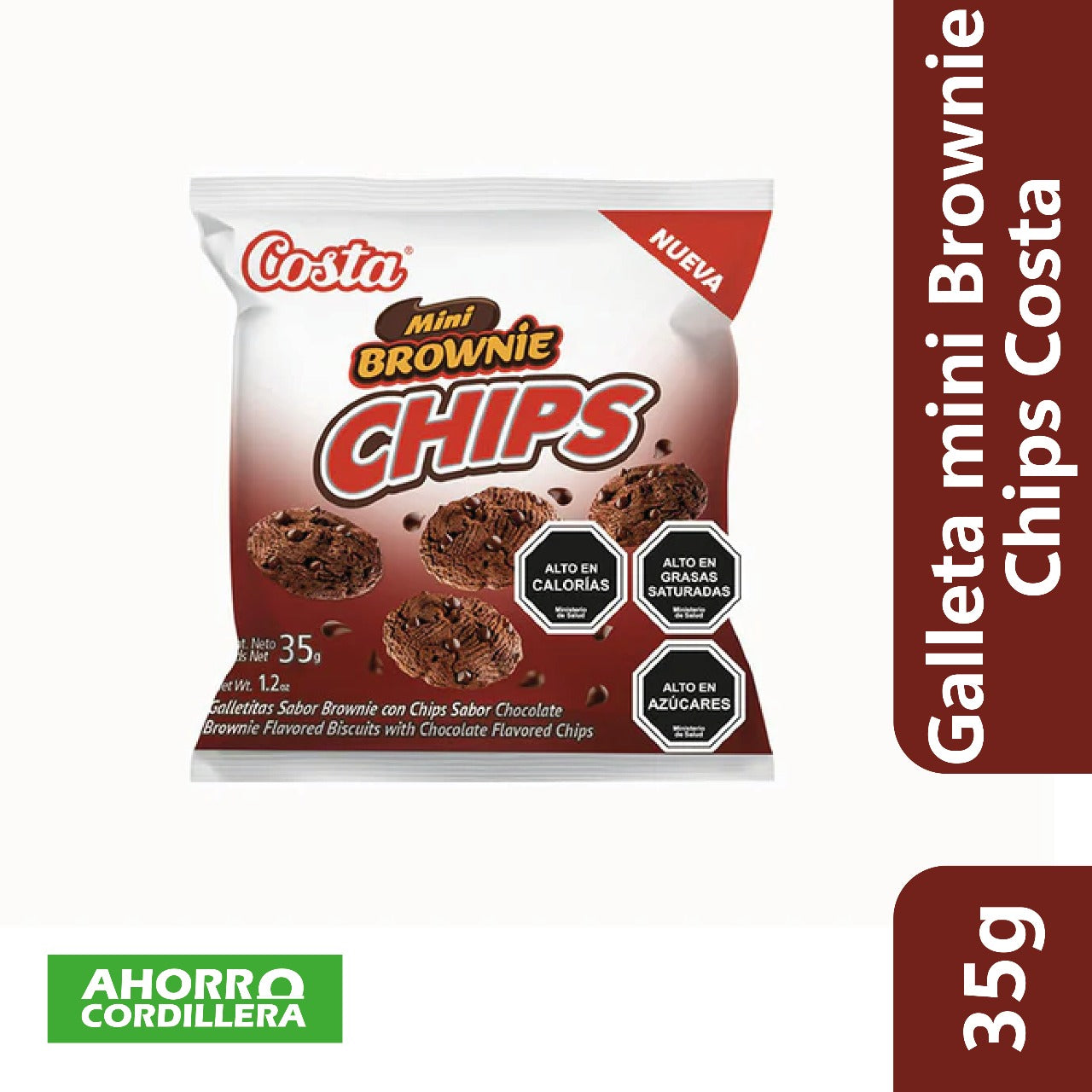 Galleta mini Brownie Chips Costa 35 gr
