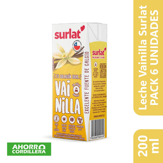 Leche Vainilla Surlat PACK 6 UNIDADES 200 ml