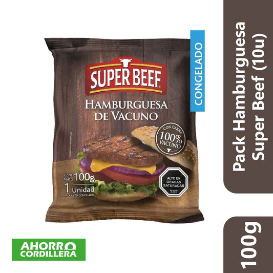 Pack Hamburguesa Super Beef 100 gr ( 10 Unidades )