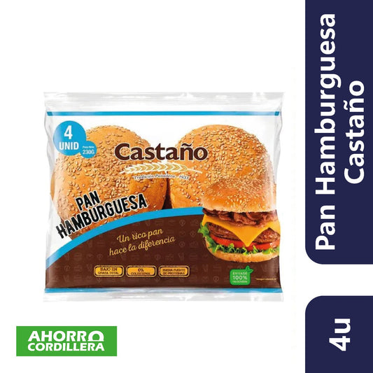 Pan Hamburguesa Castaño 4 unidades