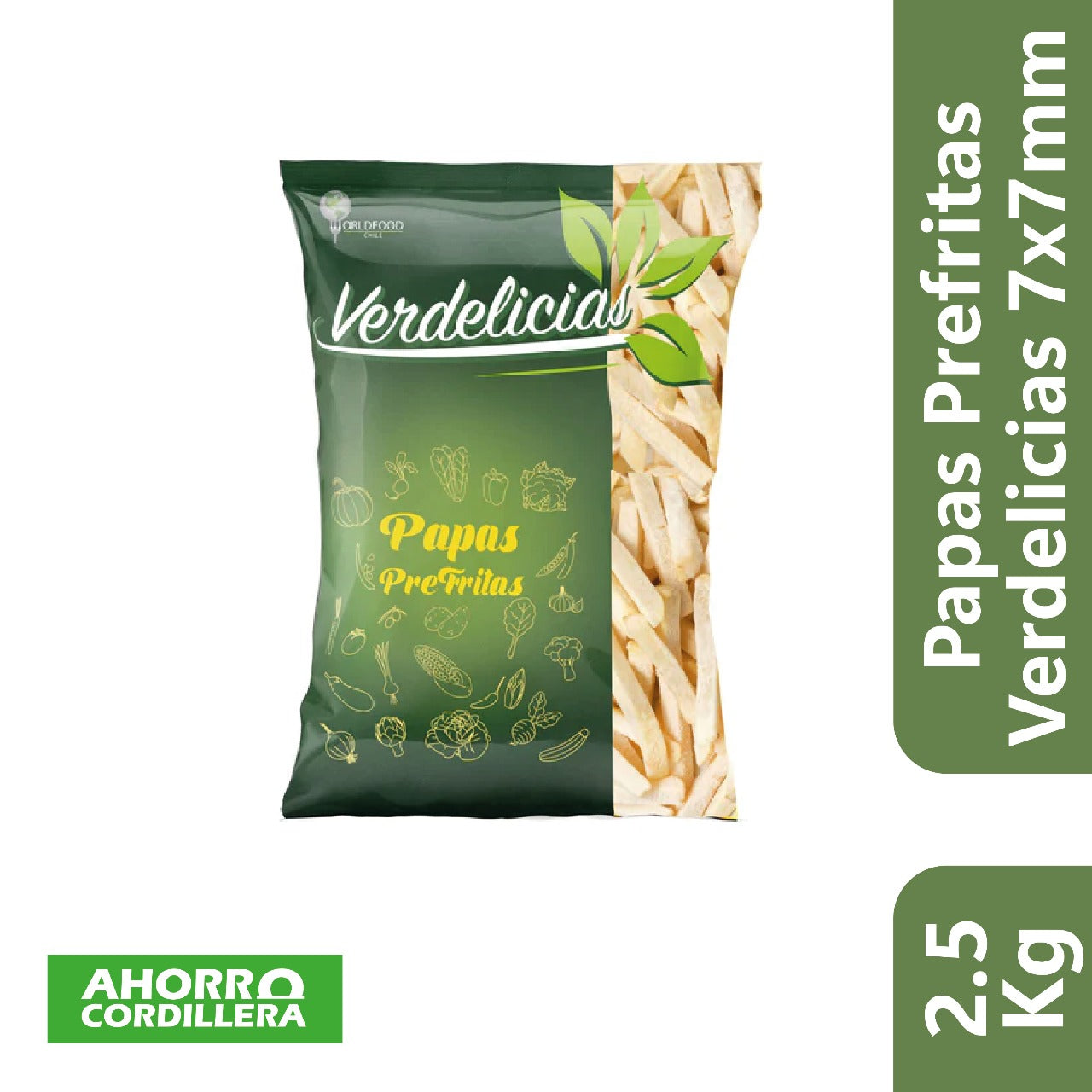Papas Prefritas Verdelicias 7x7mm 2.5Kg