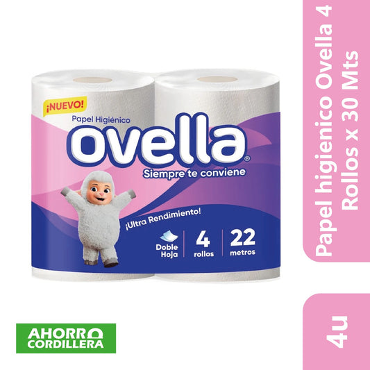 Papel higienico Ovella 4 Rollos x 22 Mts