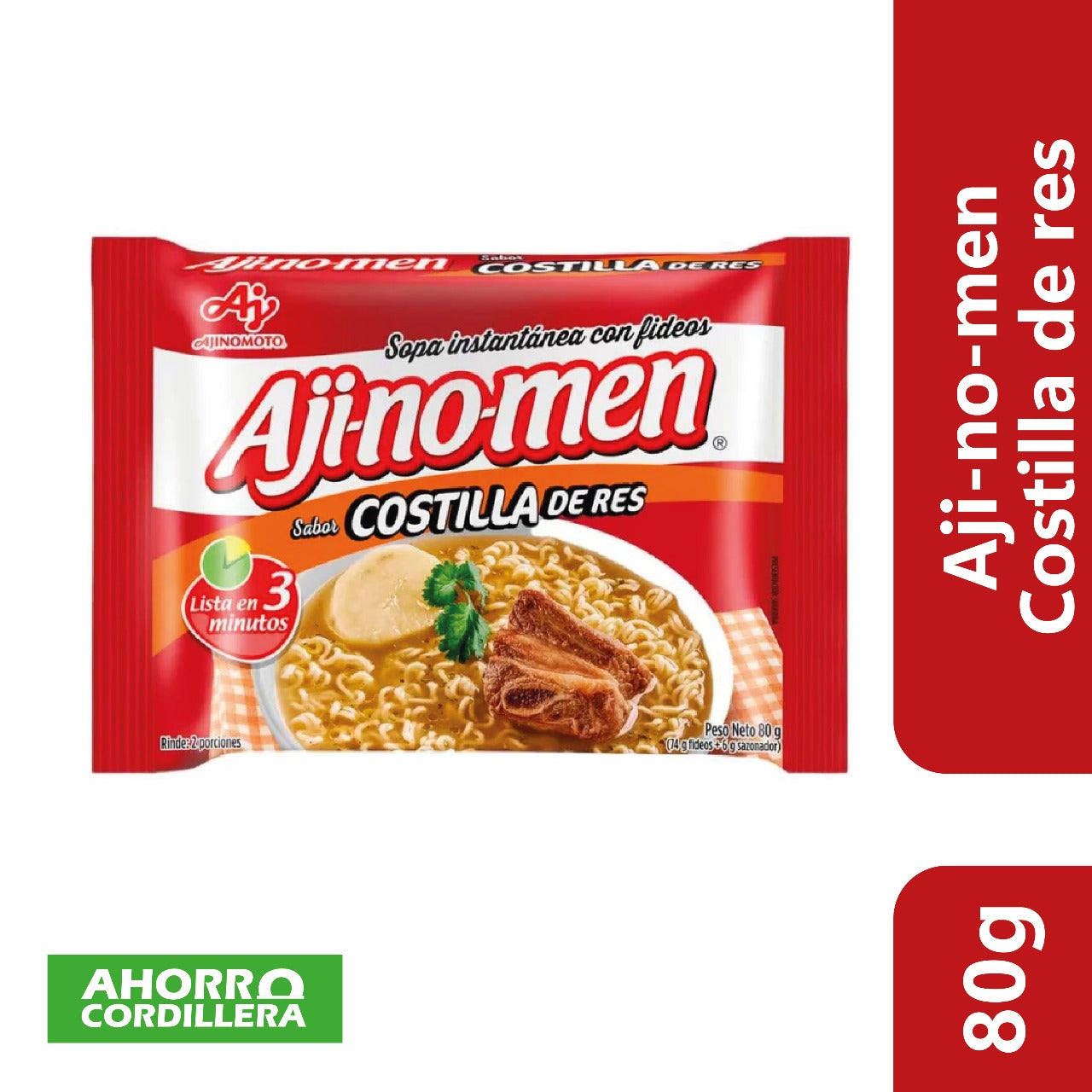 Sopa Instantánea Ajino-men Costilla de Res  80 gr