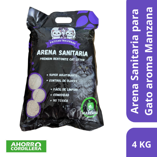 Arena Sanitaria para Gato Patitas Traviesas Aroma Manzana 4 Kg
