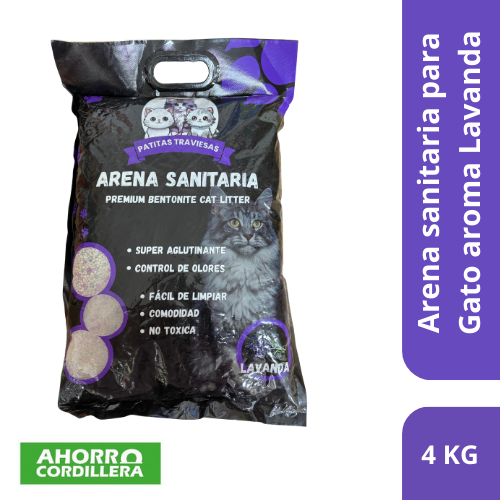 Arena Sanitaria para Gato Patitas Traviesas Aroma Lavanda 4 Kg