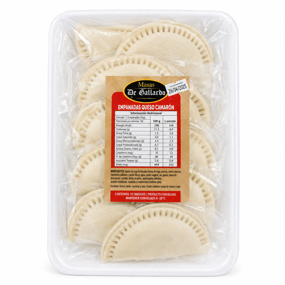 Empanadas para freir Camaron Queso 10 Unidades