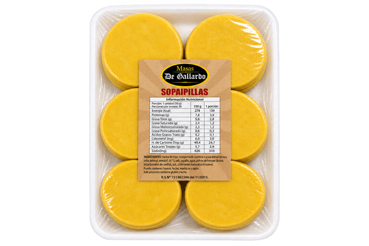 Masa Sopaipillas Coctel para freir 30 Unidades