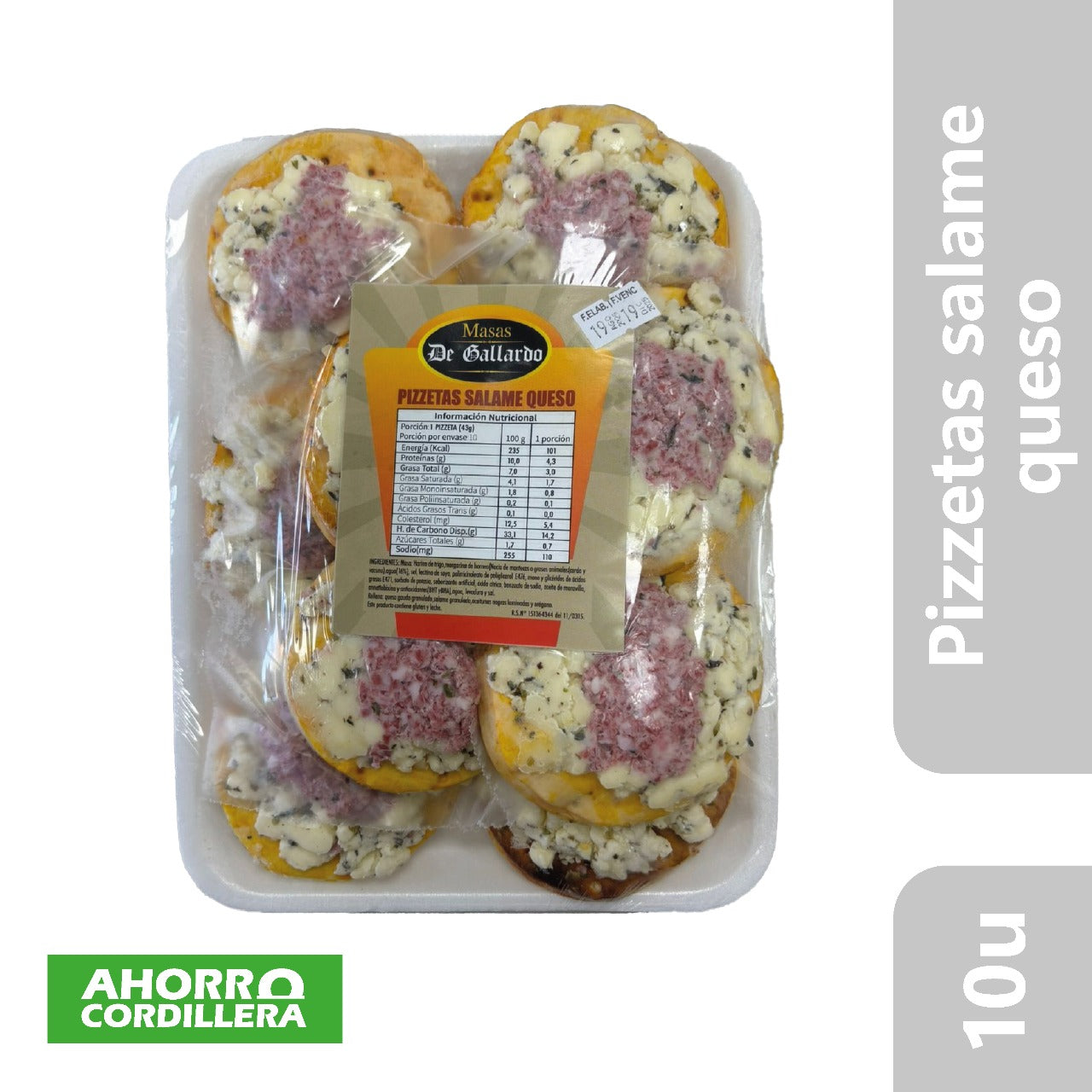 Pizzetas Congeladas Salame queso 10 Unidades